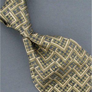 Altea Arte tie Ochre Geometric Woven Gold Gray